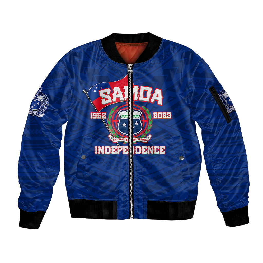 Samoa Independence Sleeve Zip Bomber Jacket 2023 Blue Style LT6 - Wonder Print Shop