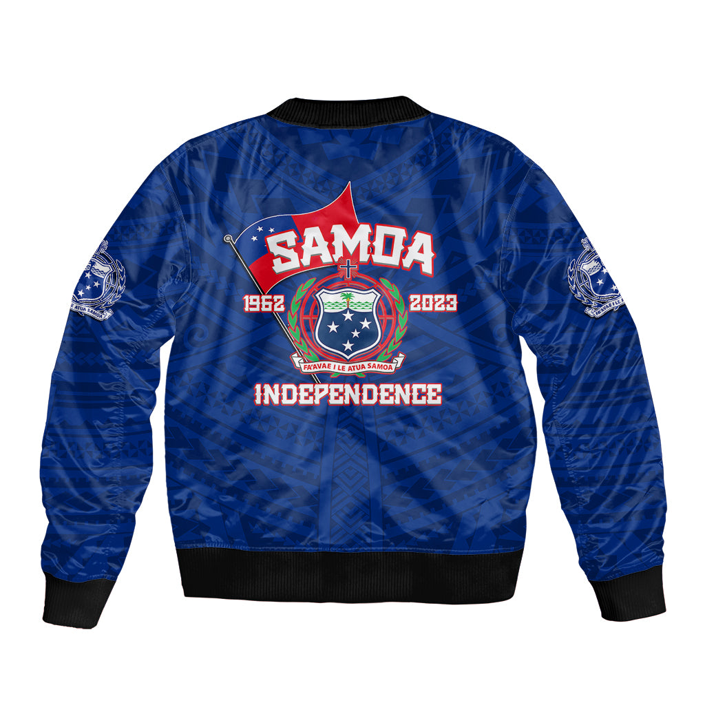 Samoa Independence Sleeve Zip Bomber Jacket 2023 Blue Style LT6 - Wonder Print Shop