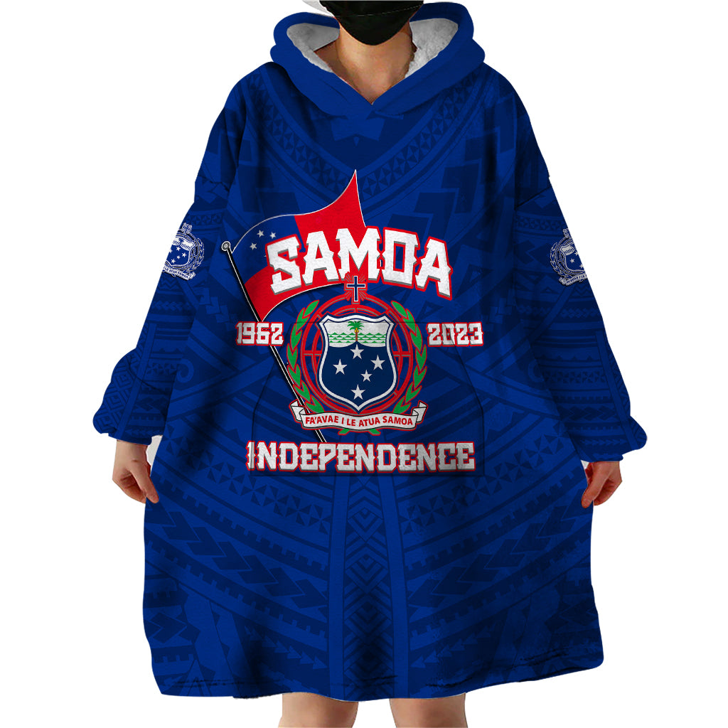Samoa Independence Wearable Blanket Hoodie 2023 Blue Style LT6 - Wonder Print Shop