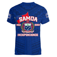 Samoa Independence Women V Neck T Shirt 2023 Blue Style LT6 - Wonder Print Shop