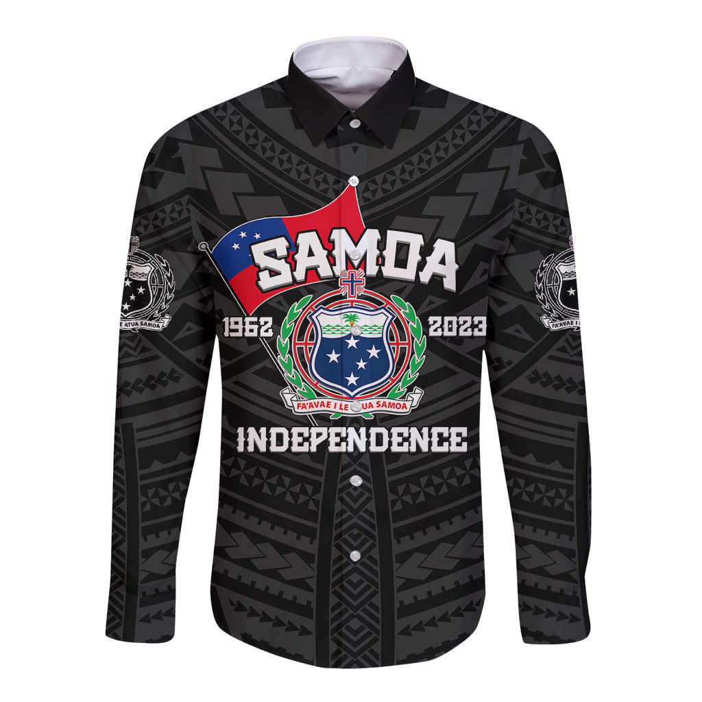 Samoa Independence Long Sleeve Button Shirt 2023 Black Style LT6 - Wonder Print Shop