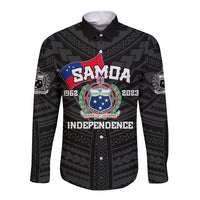 Samoa Independence Long Sleeve Button Shirt 2023 Black Style LT6 - Wonder Print Shop