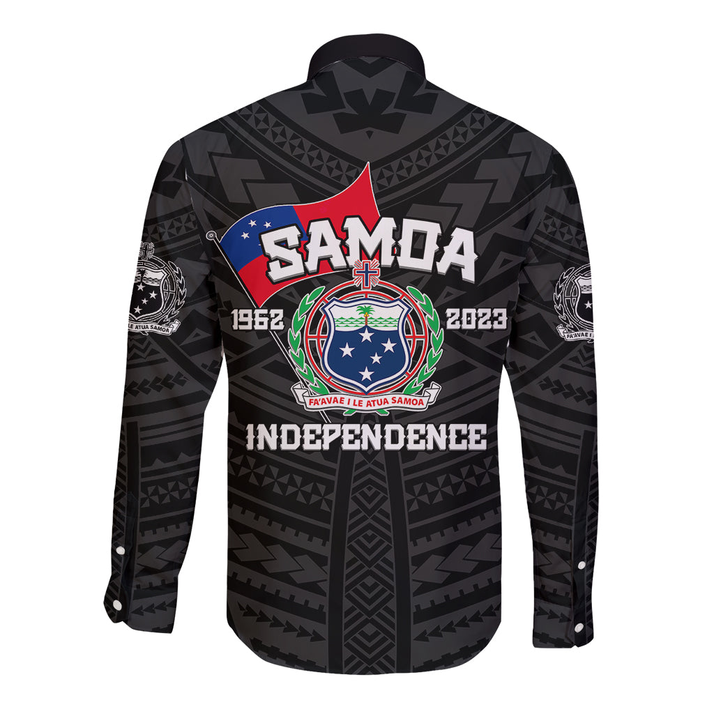 Samoa Independence Long Sleeve Button Shirt 2023 Black Style LT6 - Wonder Print Shop