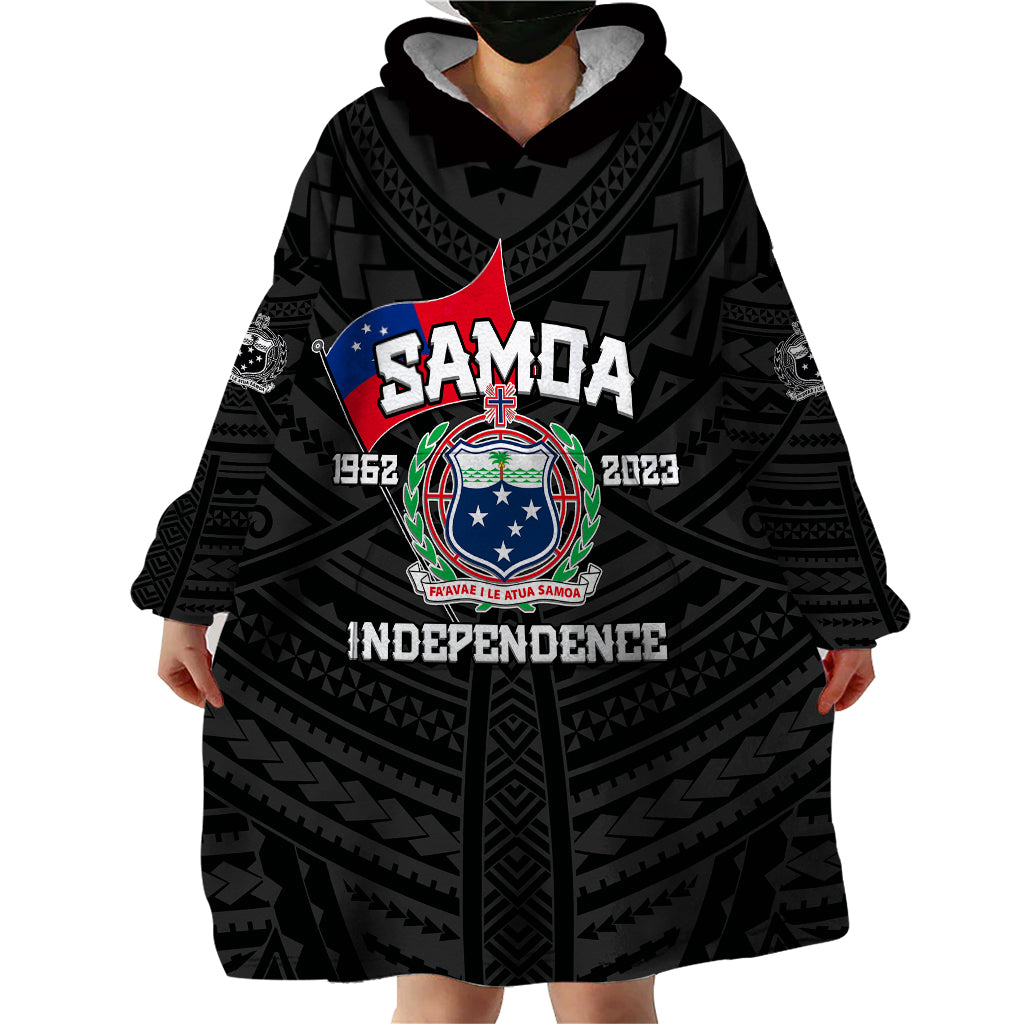 Samoa Independence Wearable Blanket Hoodie 2023 Black Style LT6 - Wonder Print Shop