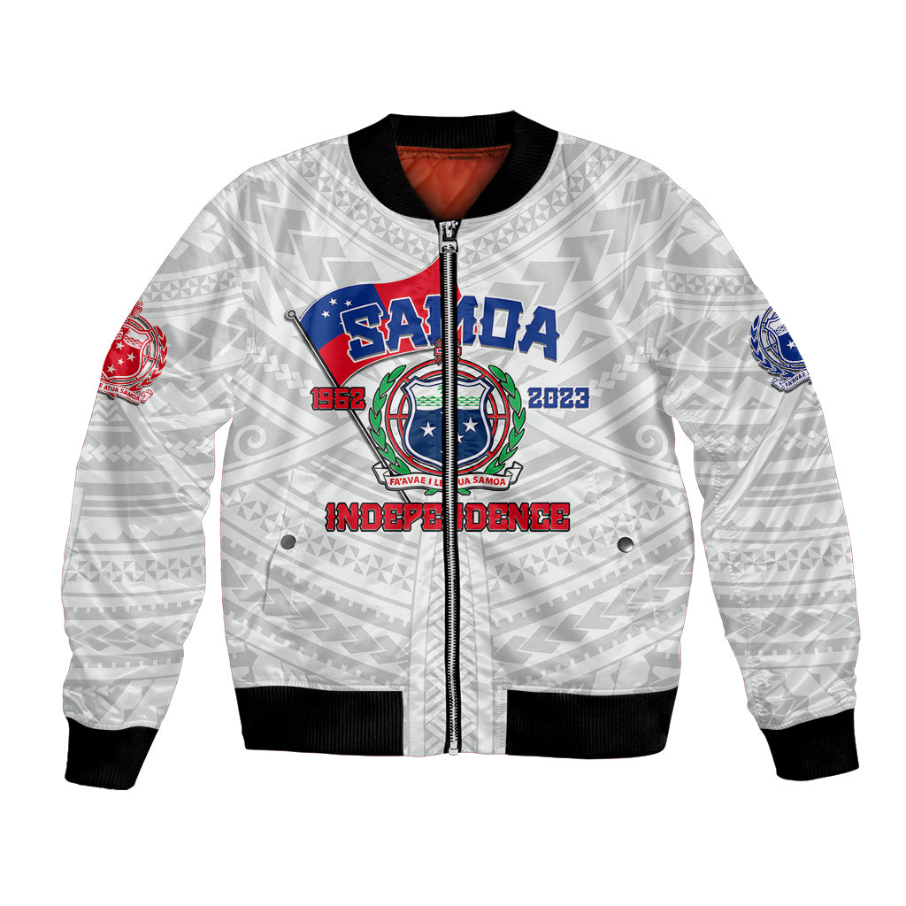 Samoa Independence Bomber Jacket 2023 White Style LT6 - Wonder Print Shop