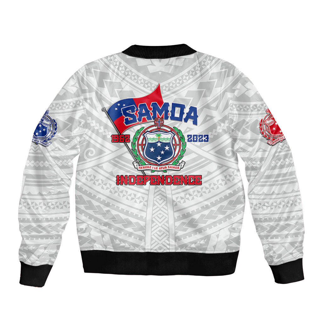 Samoa Independence Bomber Jacket 2023 White Style LT6 - Wonder Print Shop