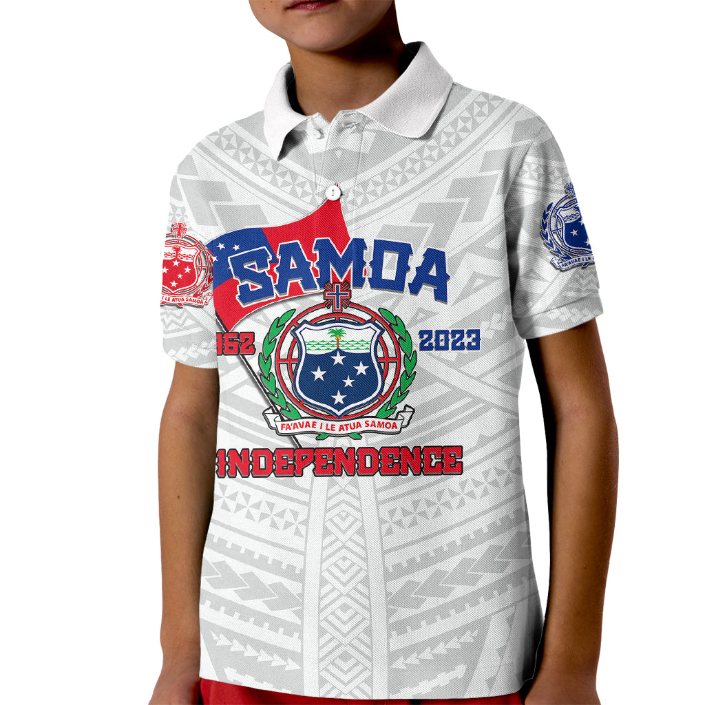 Samoa Independence Polo Shirt for Kid 2023 White Style LT6 - Wonder Print Shop