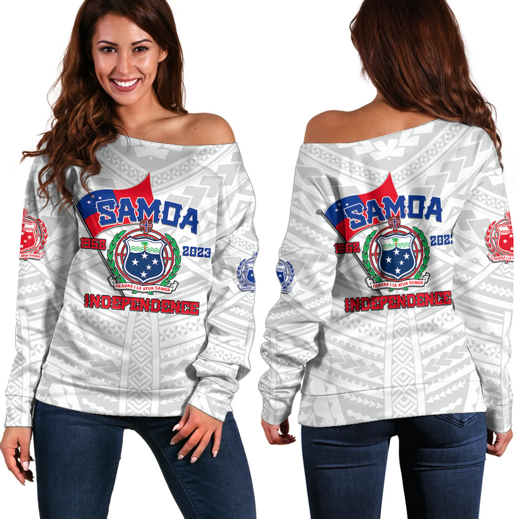 Samoa Independence Off Shoulder Sweater 2023 White Style LT6 - Wonder Print Shop