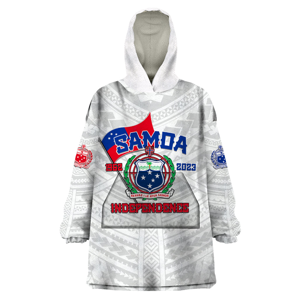 Samoa Independence Wearable Blanket Hoodie 2023 White Style LT6 - Wonder Print Shop