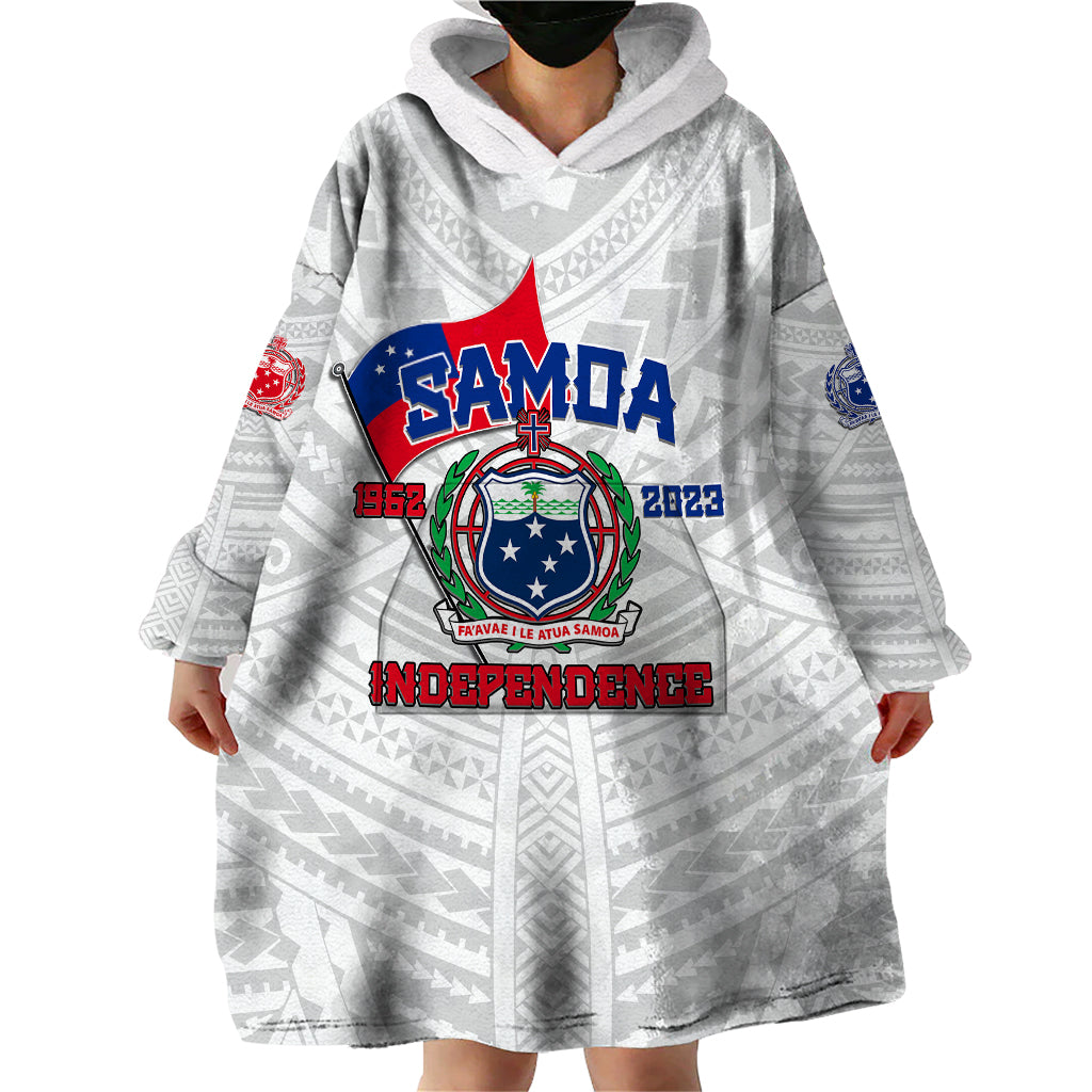 Samoa Independence Wearable Blanket Hoodie 2023 White Style LT6 - Wonder Print Shop