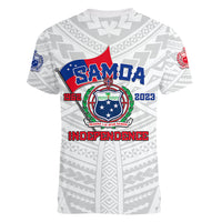 Samoa Independence Women V Neck T Shirt 2023 White Style LT6 - Wonder Print Shop