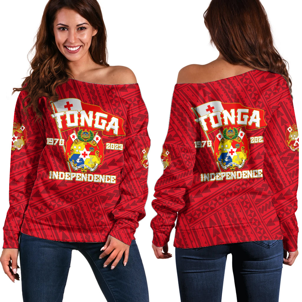 Tonga Independence Off Shoulder Sweater 2023 Red Style LT6 - Wonder Print Shop