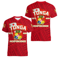 Tonga Independence Women V Neck T Shirt 2023 Red Style LT6 - Wonder Print Shop