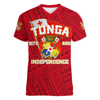 Tonga Independence Women V Neck T Shirt 2023 Red Style LT6 - Wonder Print Shop