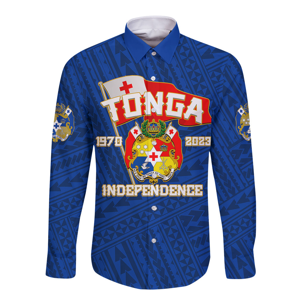 Tonga Independence Long Sleeve Button Shirt 2023 Blue Style LT6 - Wonder Print Shop