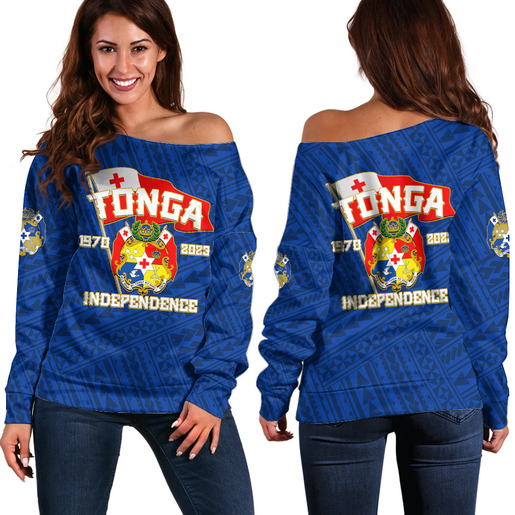 Tonga Independence Off Shoulder Sweater 2023 Blue Style LT6 - Wonder Print Shop