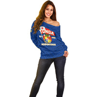 Tonga Independence Off Shoulder Sweater 2023 Blue Style LT6 - Wonder Print Shop