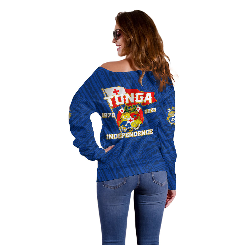 Tonga Independence Off Shoulder Sweater 2023 Blue Style LT6 - Wonder Print Shop