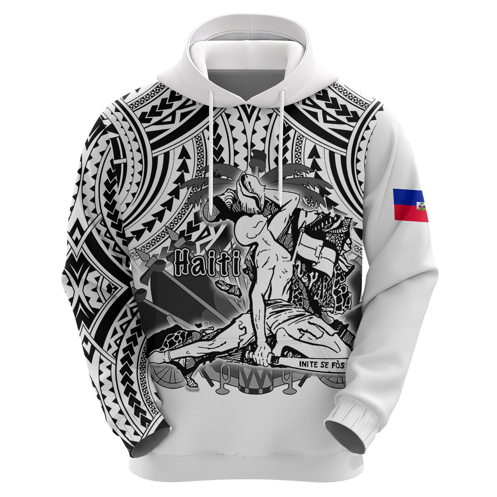 Custom Haiti Hoodie Polynesian Neg Maron White Style LT6 - Wonder Print Shop