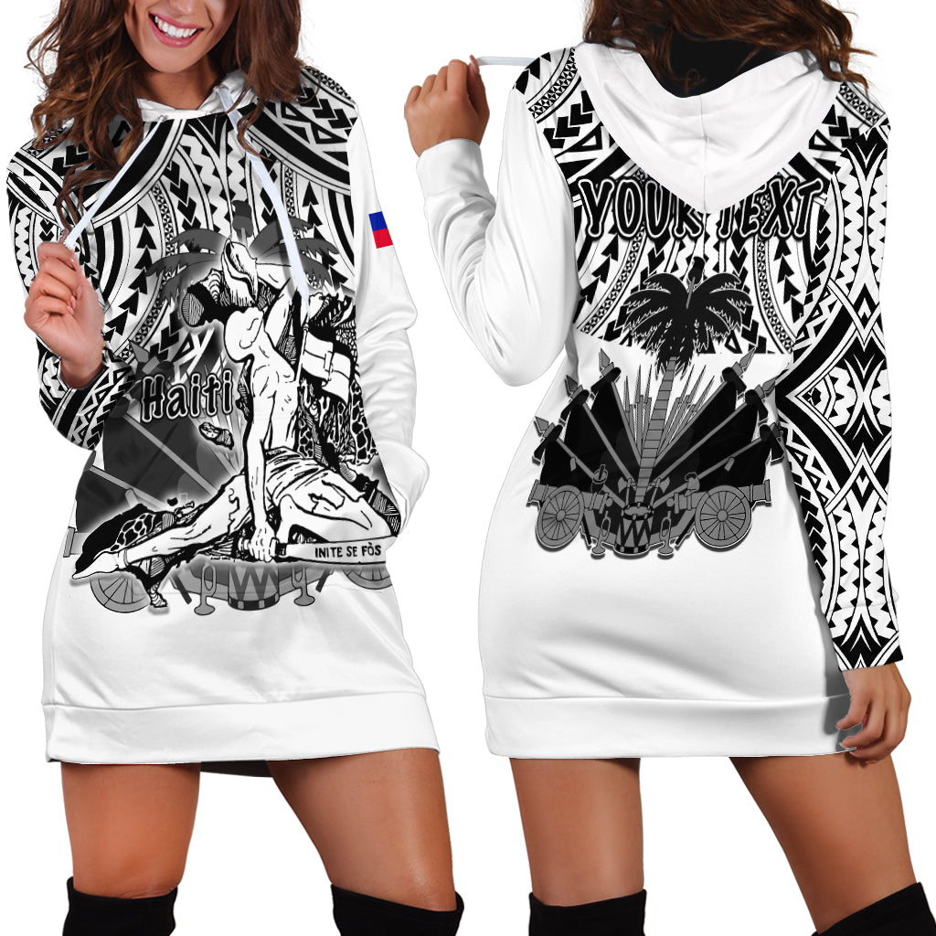 (Custom Personalised) Haiti Hoodie Dress Polynesian Neg Maron White Style LT6 - Wonder Print Shop