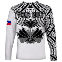 (Custom Personalised) Haiti Long Sleeve Shirt Polynesian Neg Maron White Style LT6 - Wonder Print Shop