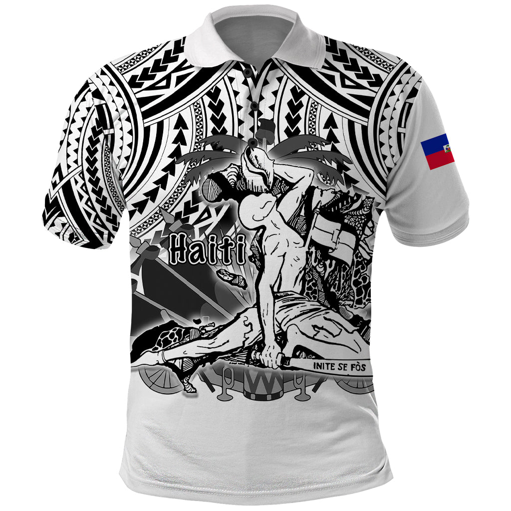 Custom Haiti Polo Shirt Polynesian Neg Maron White Style LT6 - Wonder Print Shop