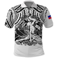 Custom Haiti Polo Shirt Polynesian Neg Maron White Style LT6 - Wonder Print Shop