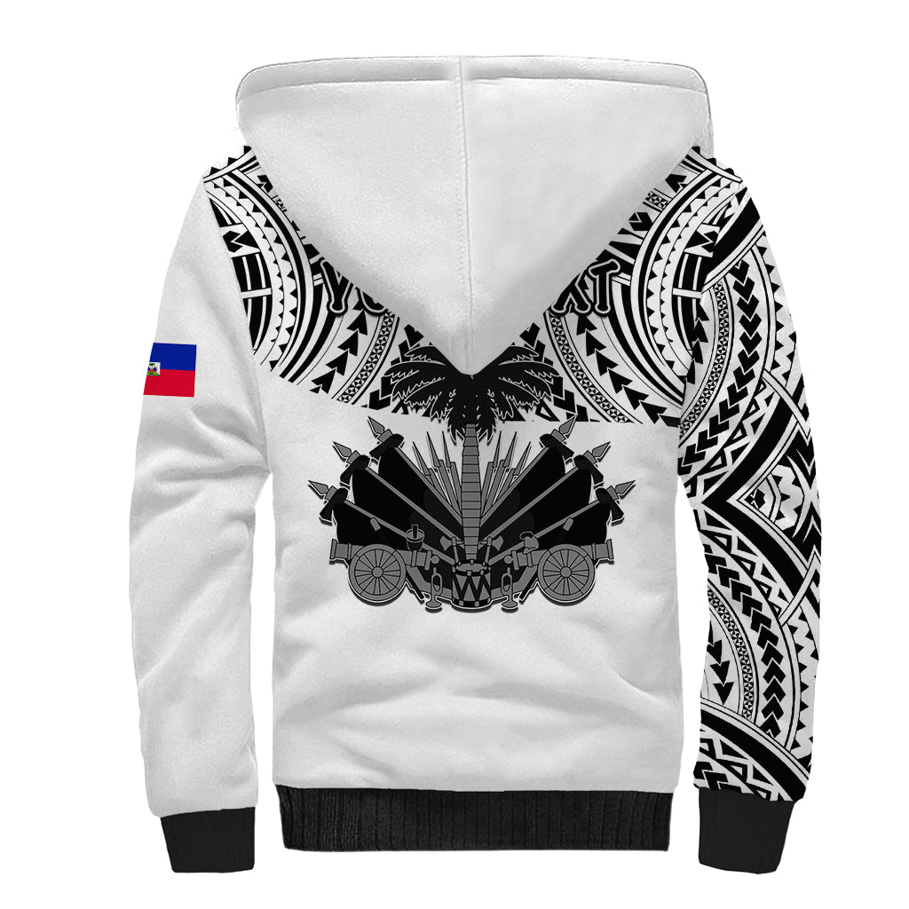 (Custom Personalised) Haiti Sherpa Hoodie Polynesian Neg Maron White Style LT6 - Wonder Print Shop