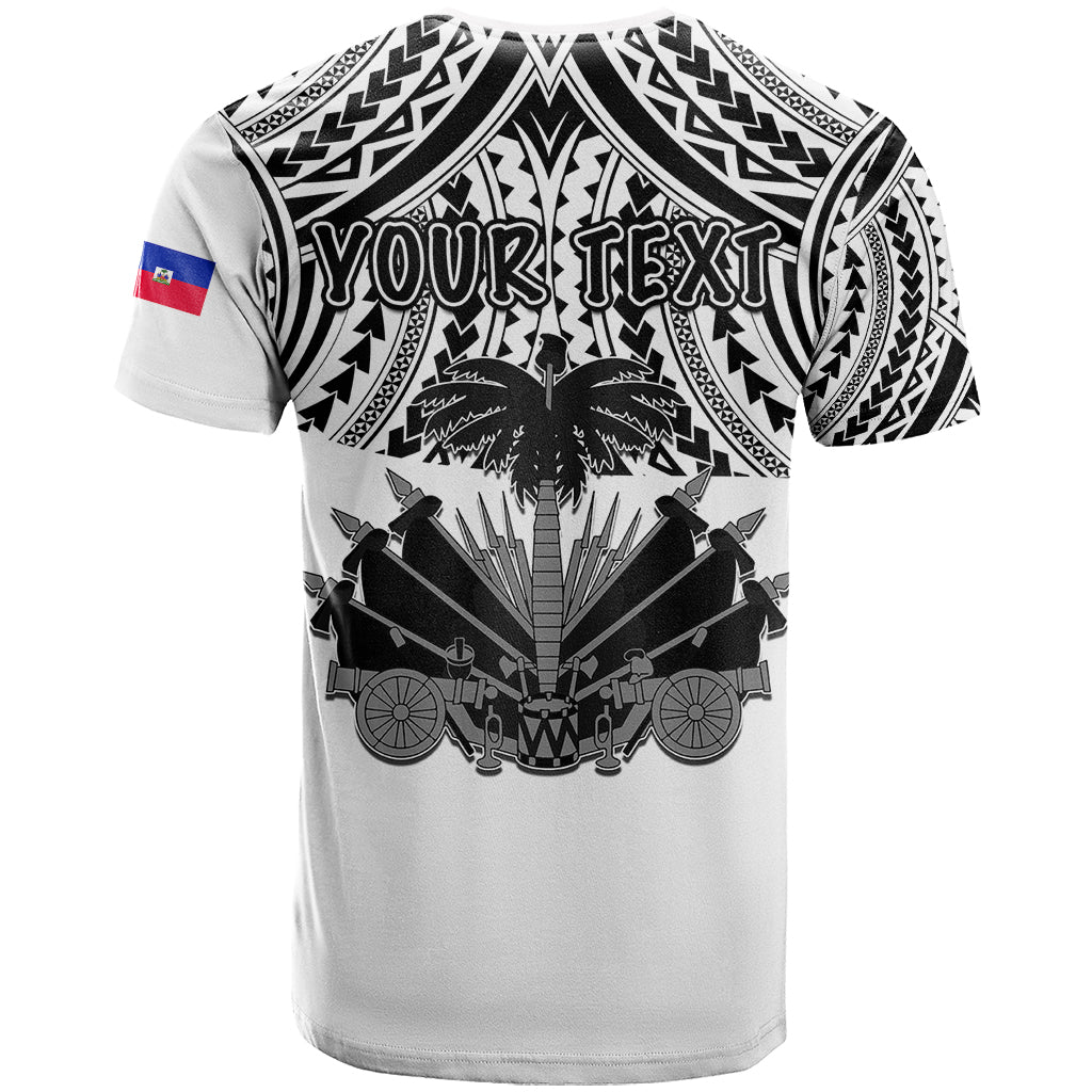 Custom Haiti T Shirt Polynesian Neg Maron White Style LT6 - Wonder Print Shop