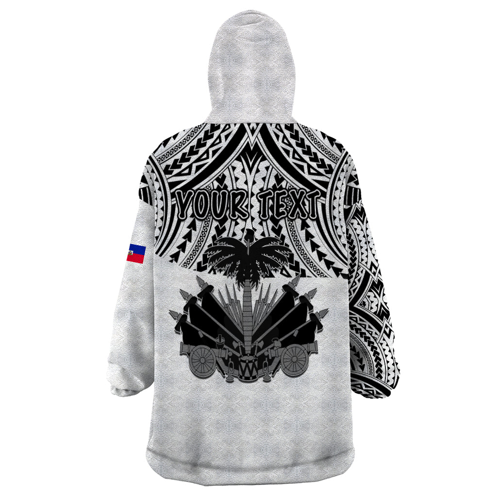 (Custom Personalised) Haiti Wearable Blanket Hoodie Polynesian Neg Maron White Style LT6 - Wonder Print Shop