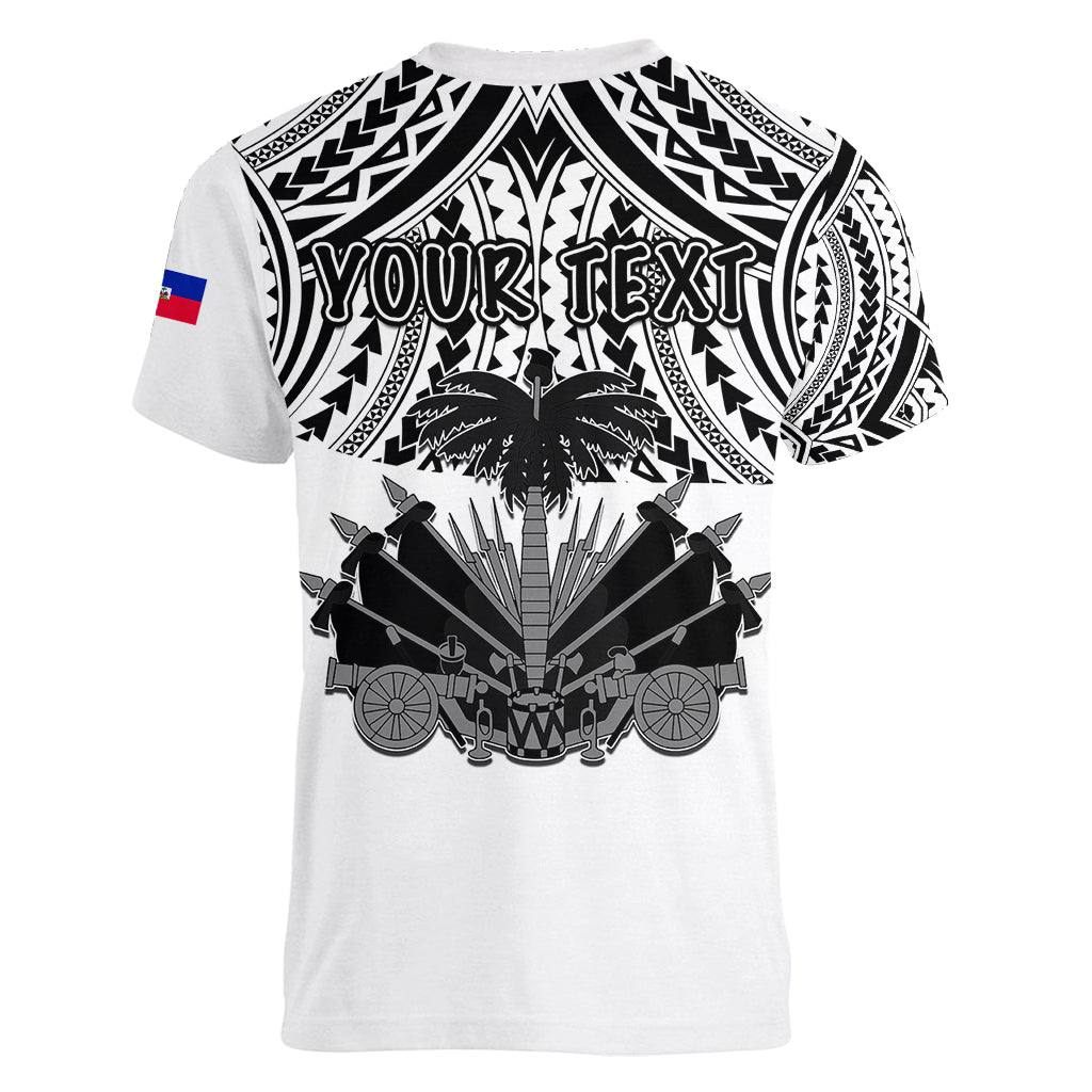 (Custom Personalised) Haiti Women V Neck T Shirt Polynesian Neg Maron White Style LT6 - Wonder Print Shop