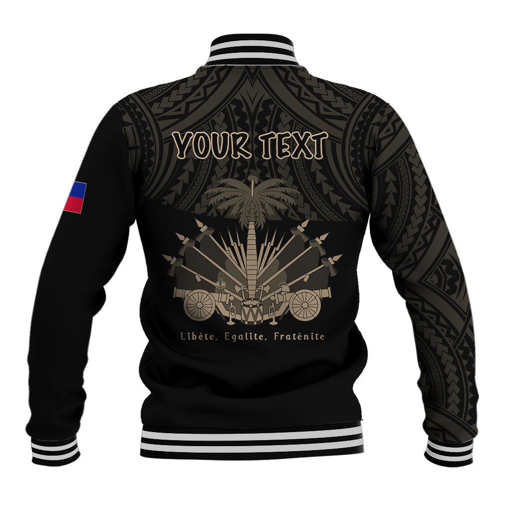 (Custom Personalised) Haiti Baseball Jacket Polynesian Neg Maron Black Style LT6 - Wonder Print Shop