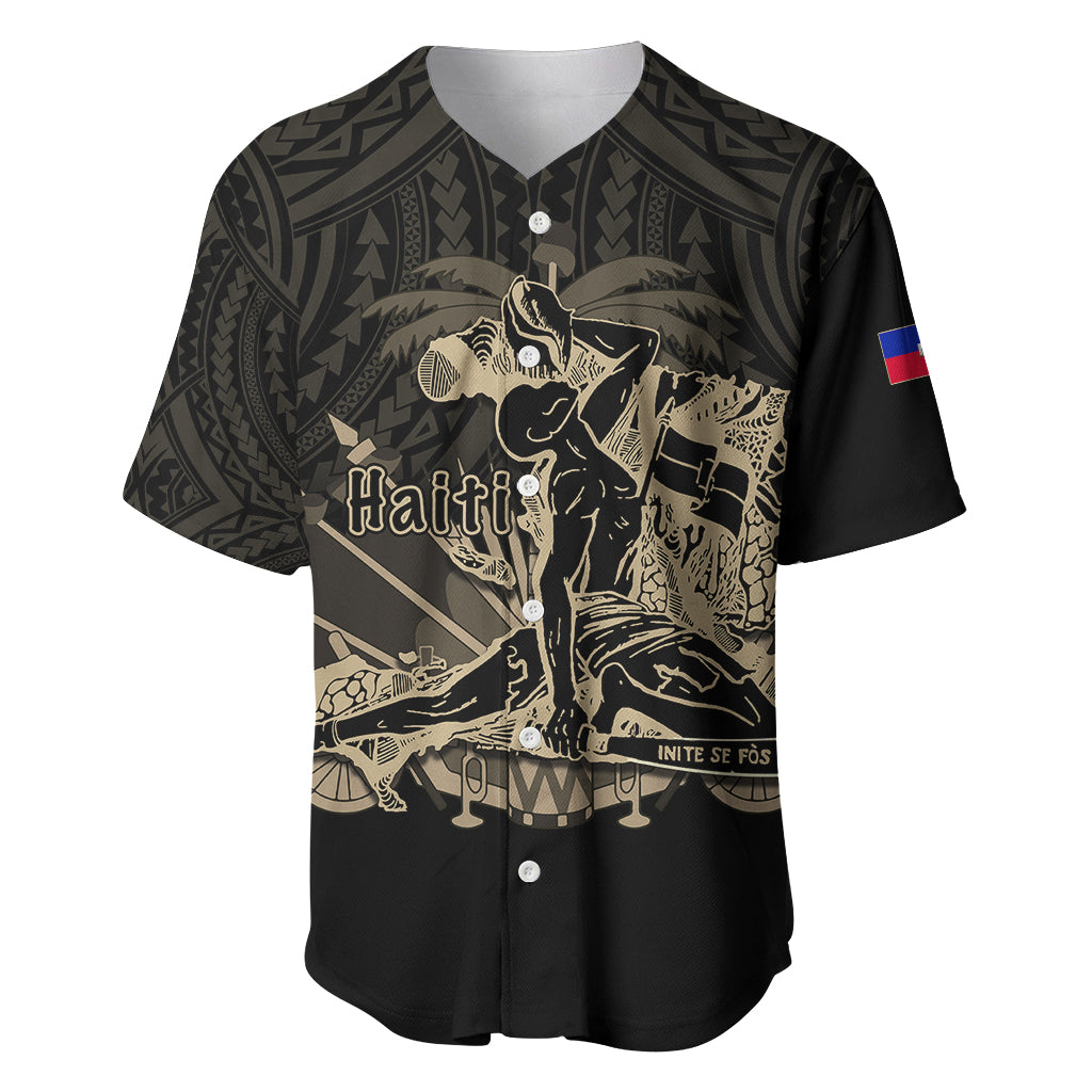 (Custom Personalised) Haiti Baseball Jersey Polynesian Neg Maron Black Style LT6 - Wonder Print Shop