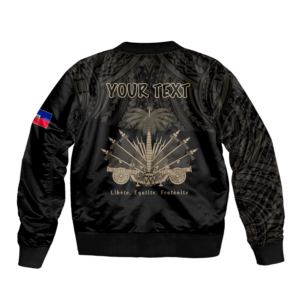 (Custom Personalised) Haiti Bomber Jacket Polynesian Neg Maron Black Style LT6 - Wonder Print Shop