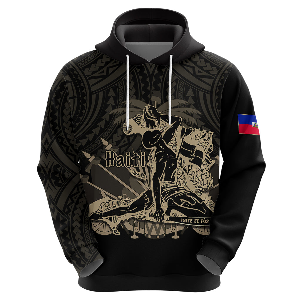 Custom Haiti Hoodie Polynesian Neg Maron Black Style LT6 - Wonder Print Shop