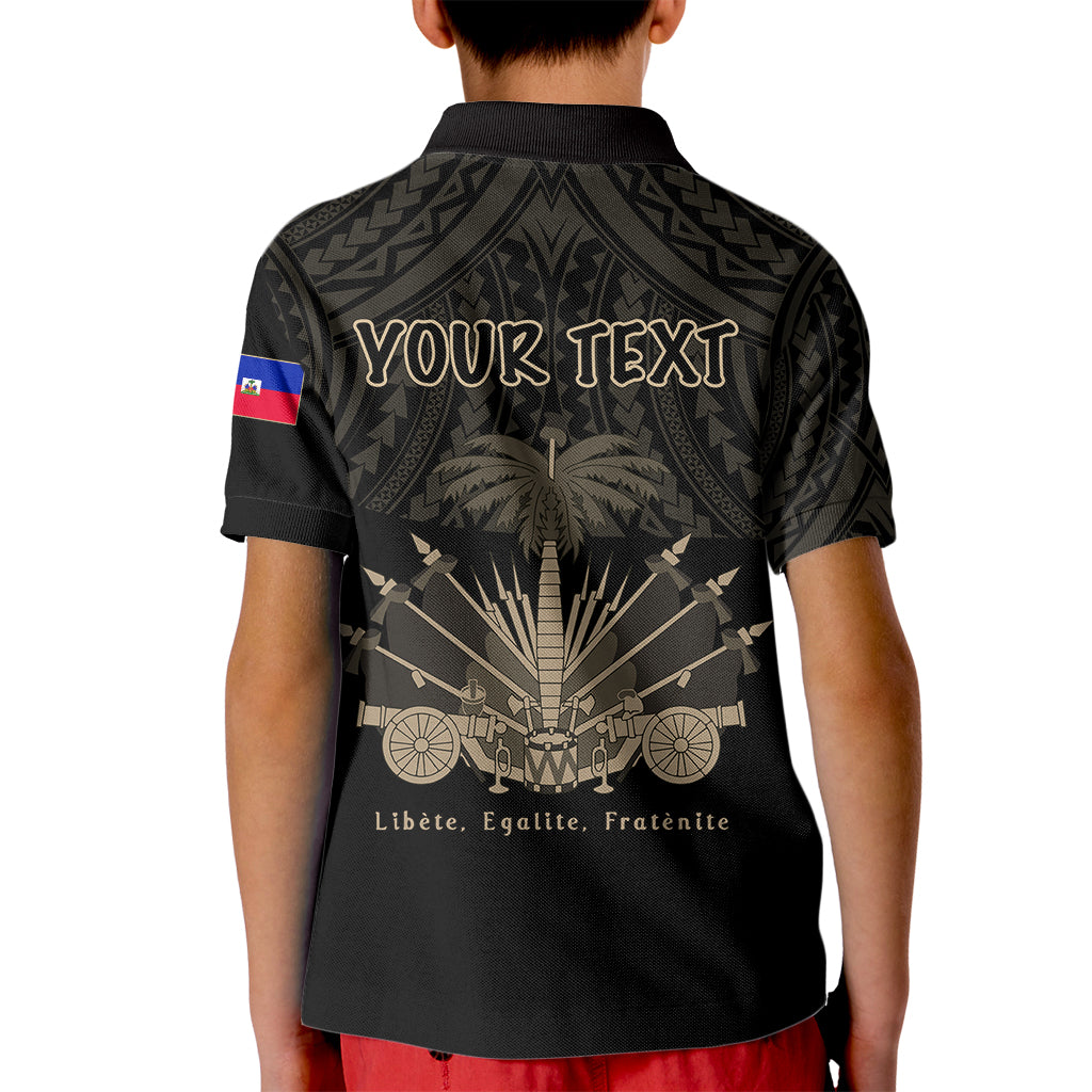 Custom Haiti Polo Shirt for Kid Polynesian Neg Maron Black Style LT6 - Wonder Print Shop