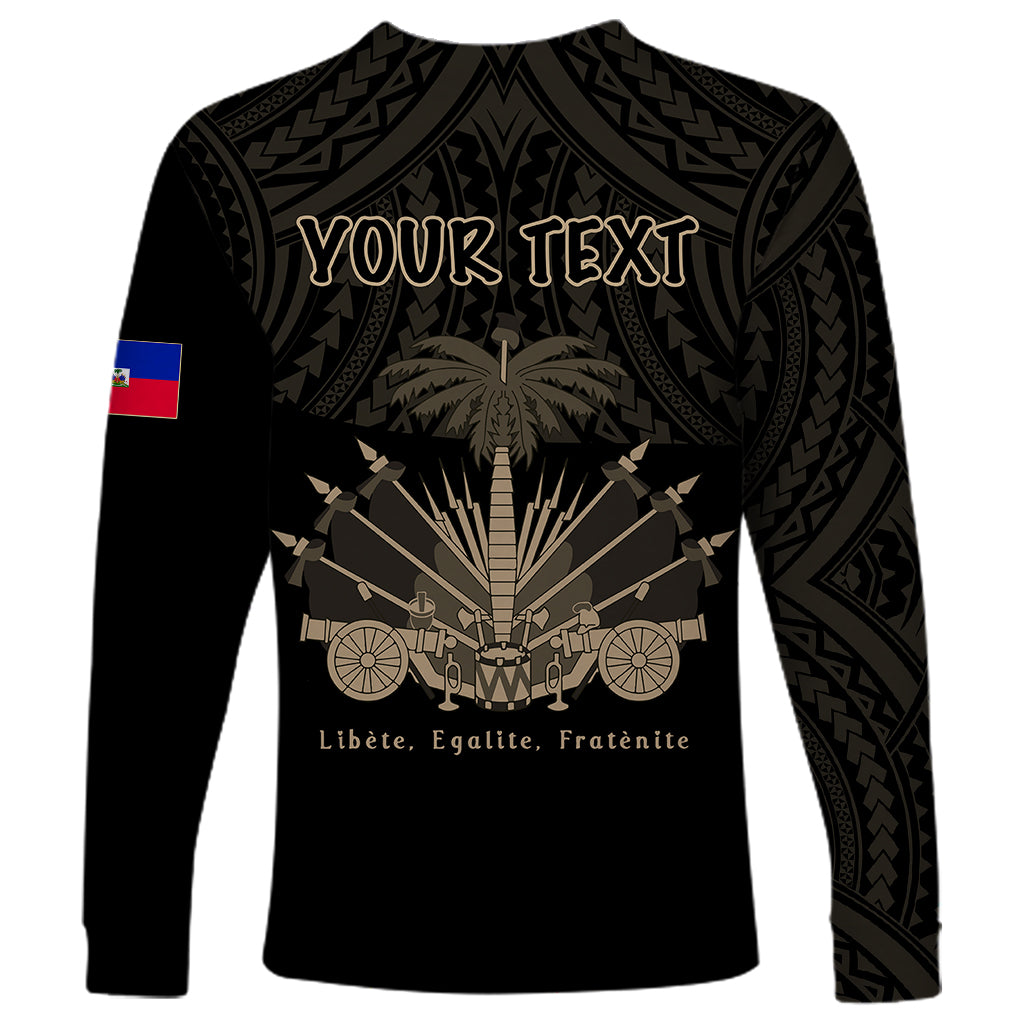 (Custom Personalised) Haiti Long Sleeve Shirt Polynesian Neg Maron Black Style LT6 - Wonder Print Shop