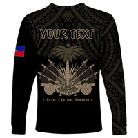 (Custom Personalised) Haiti Long Sleeve Shirt Polynesian Neg Maron Black Style LT6 - Wonder Print Shop
