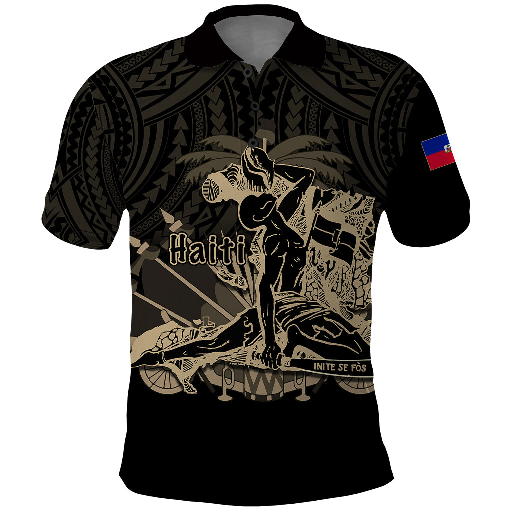 Custom Haiti Polo Shirt Polynesian Neg Maron Black Style LT6 - Wonder Print Shop