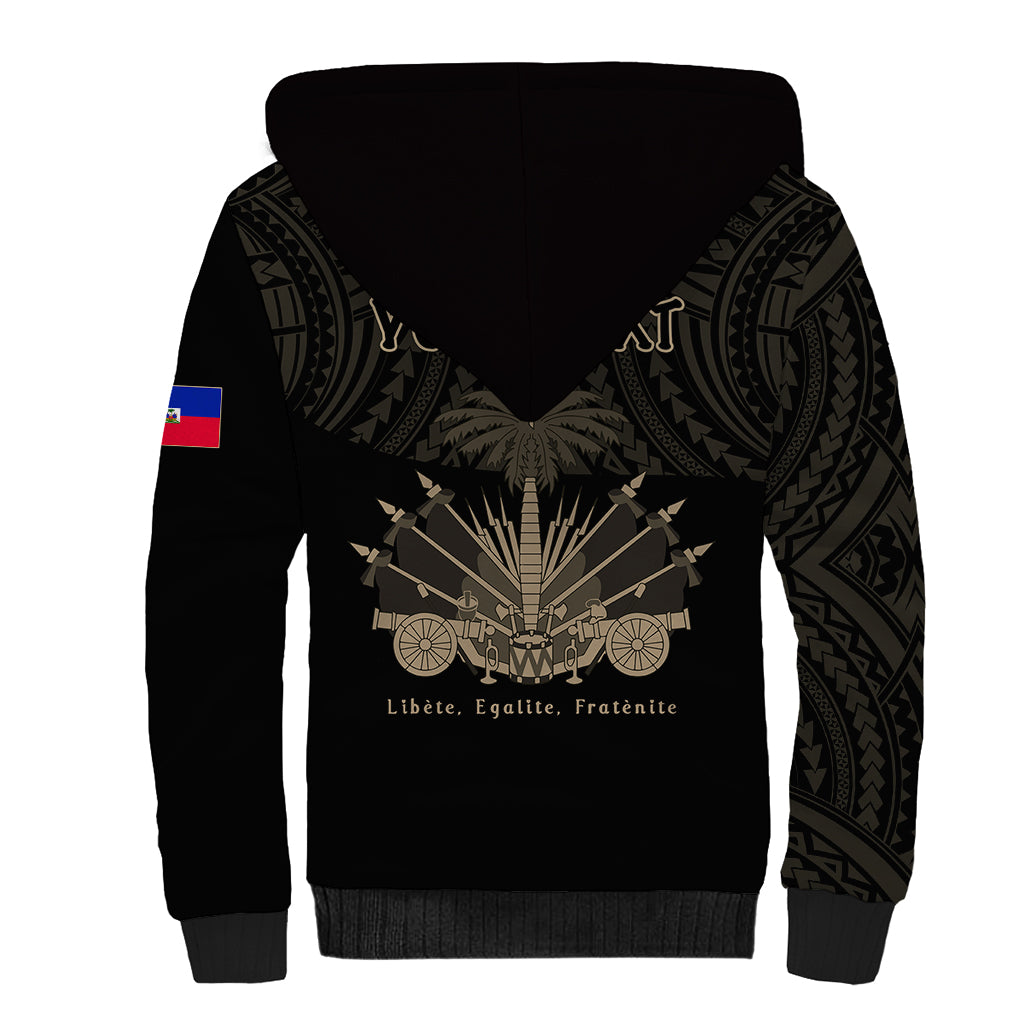 (Custom Personalised) Haiti Sherpa Hoodie Polynesian Neg Maron Black Style LT6 - Wonder Print Shop