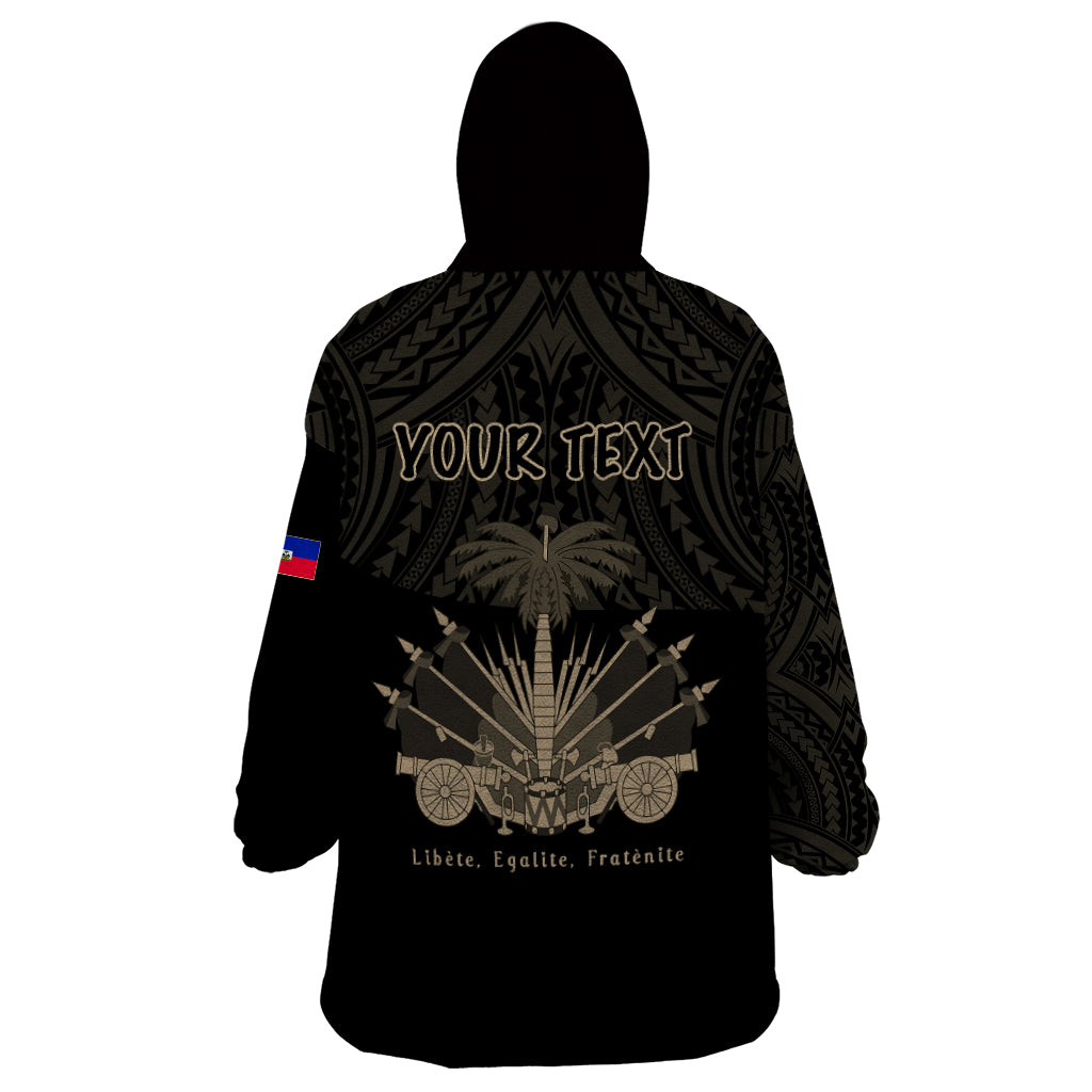 (Custom Personalised) Haiti Wearable Blanket Hoodie Polynesian Neg Maron Black Style LT6 - Wonder Print Shop