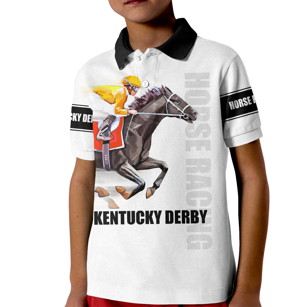 Kentucky Horse Racing Polo Shirt for Kid Sporty Style White LT6 - Wonder Print Shop