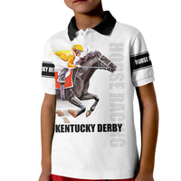Kentucky Horse Racing Polo Shirt for Kid Sporty Style White LT6 - Wonder Print Shop