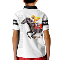 Kentucky Horse Racing Polo Shirt for Kid Sporty Style White LT6 - Wonder Print Shop