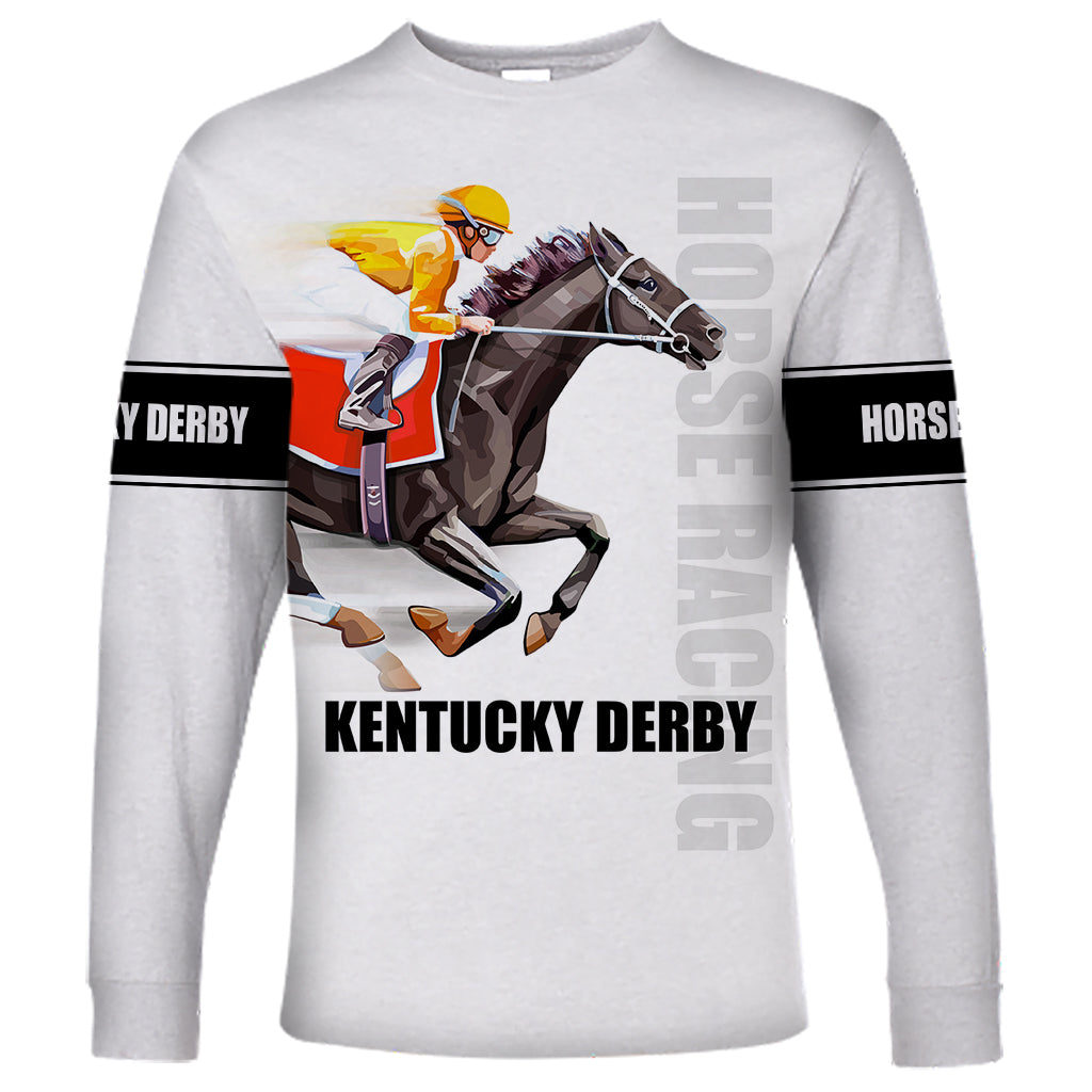 Kentucky Horse Racing Long Sleeve Shirt Sporty Style White LT6 - Wonder Print Shop