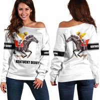 Kentucky Horse Racing Off Shoulder Sweater Sporty Style White LT6 - Wonder Print Shop
