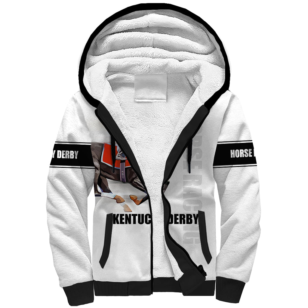 Kentucky Horse Racing Sherpa Hoodie Sporty Style White LT6 - Wonder Print Shop
