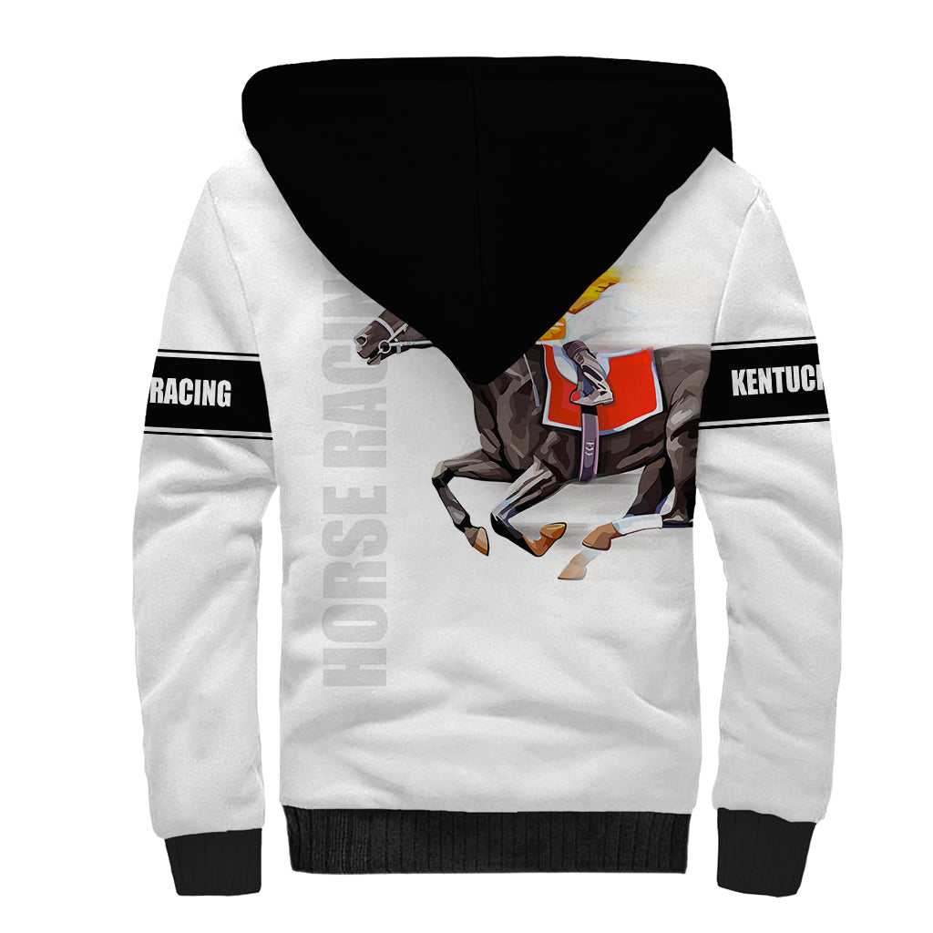 Kentucky Horse Racing Sherpa Hoodie Sporty Style White LT6 - Wonder Print Shop