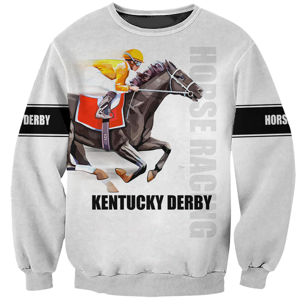 Kentucky Horse Racing Sweatshirt Sporty Style White LT6 - Wonder Print Shop