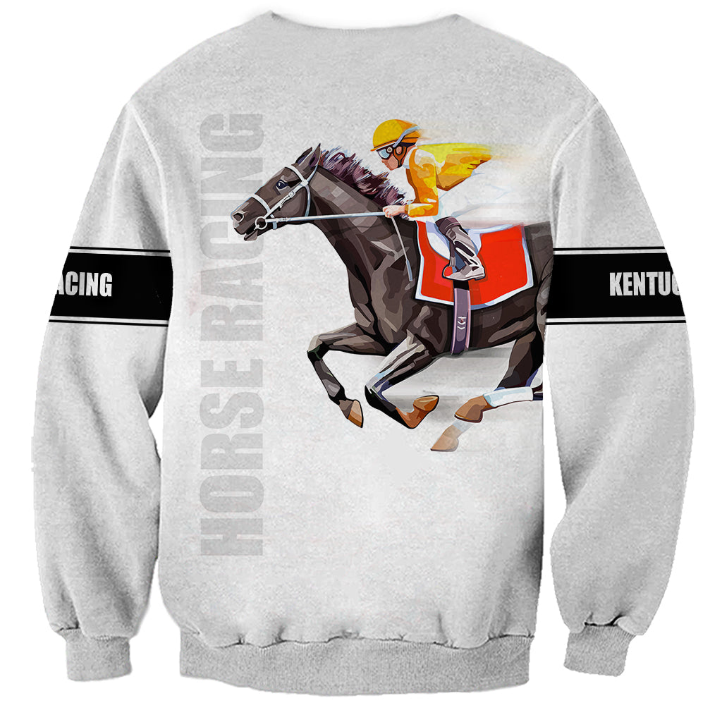 Kentucky Horse Racing Sweatshirt Sporty Style White LT6 - Wonder Print Shop